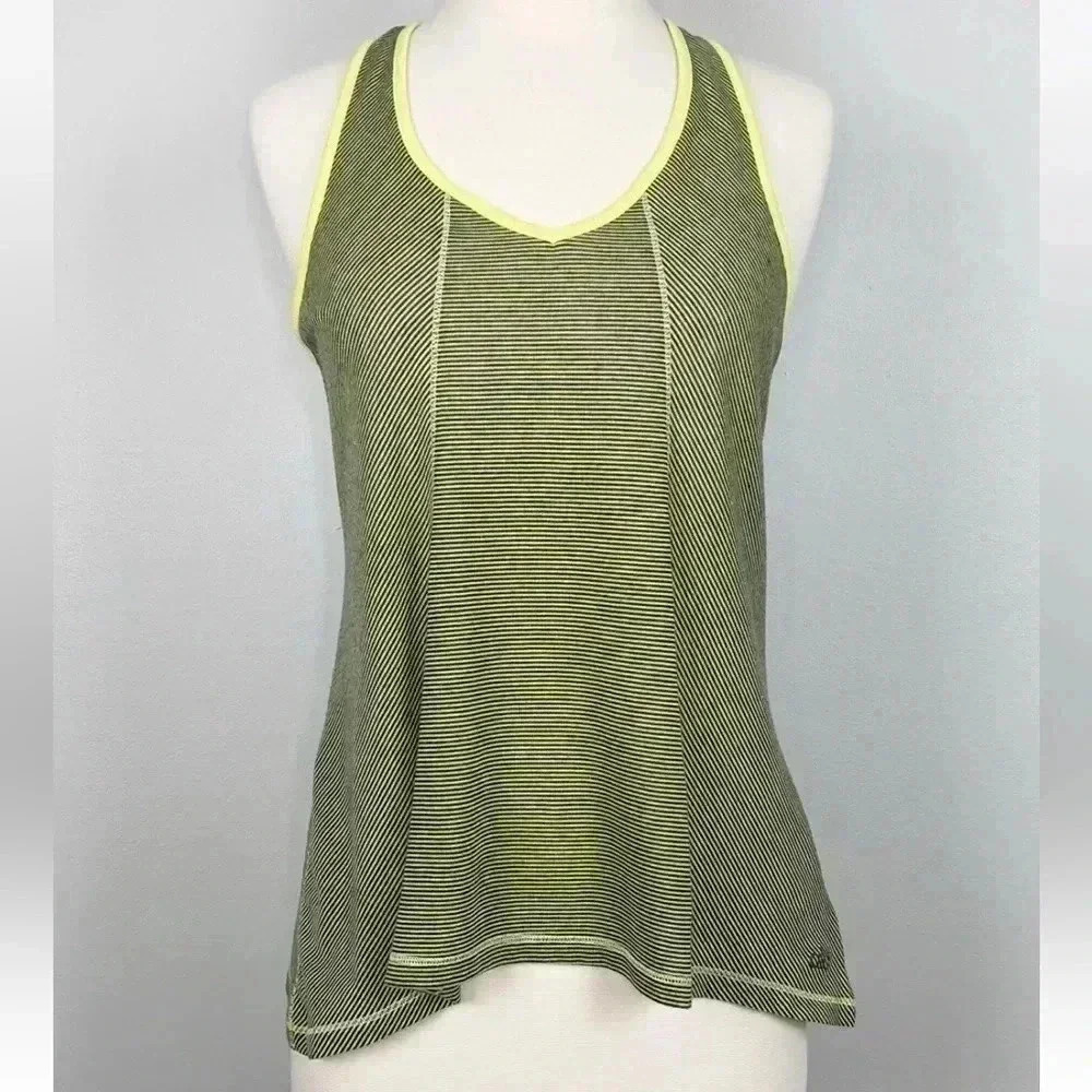 Alo Yoga Tank Top Racer Back in Stripes Yellow/Black Large